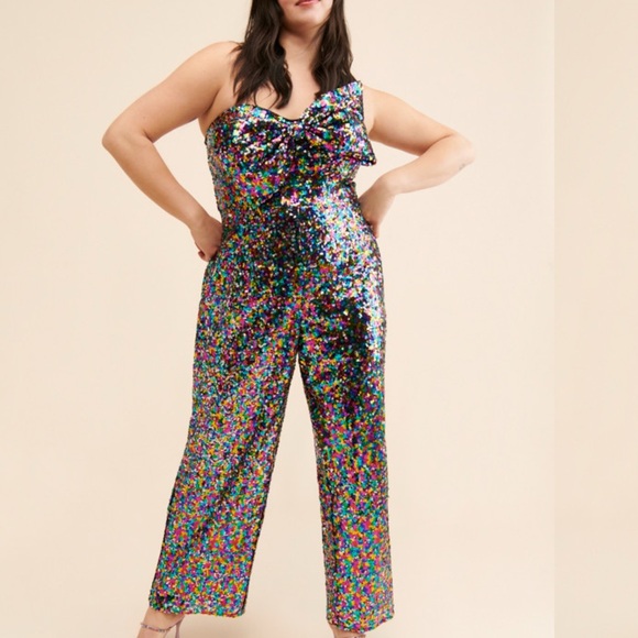 Anthropologie Multicolor Sequin Strapless Jumpsuit - Picture 2 of 8
